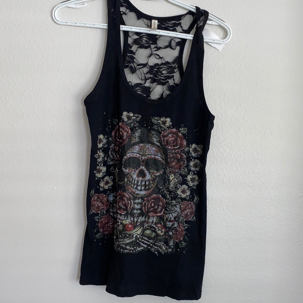 sheer backed tank top